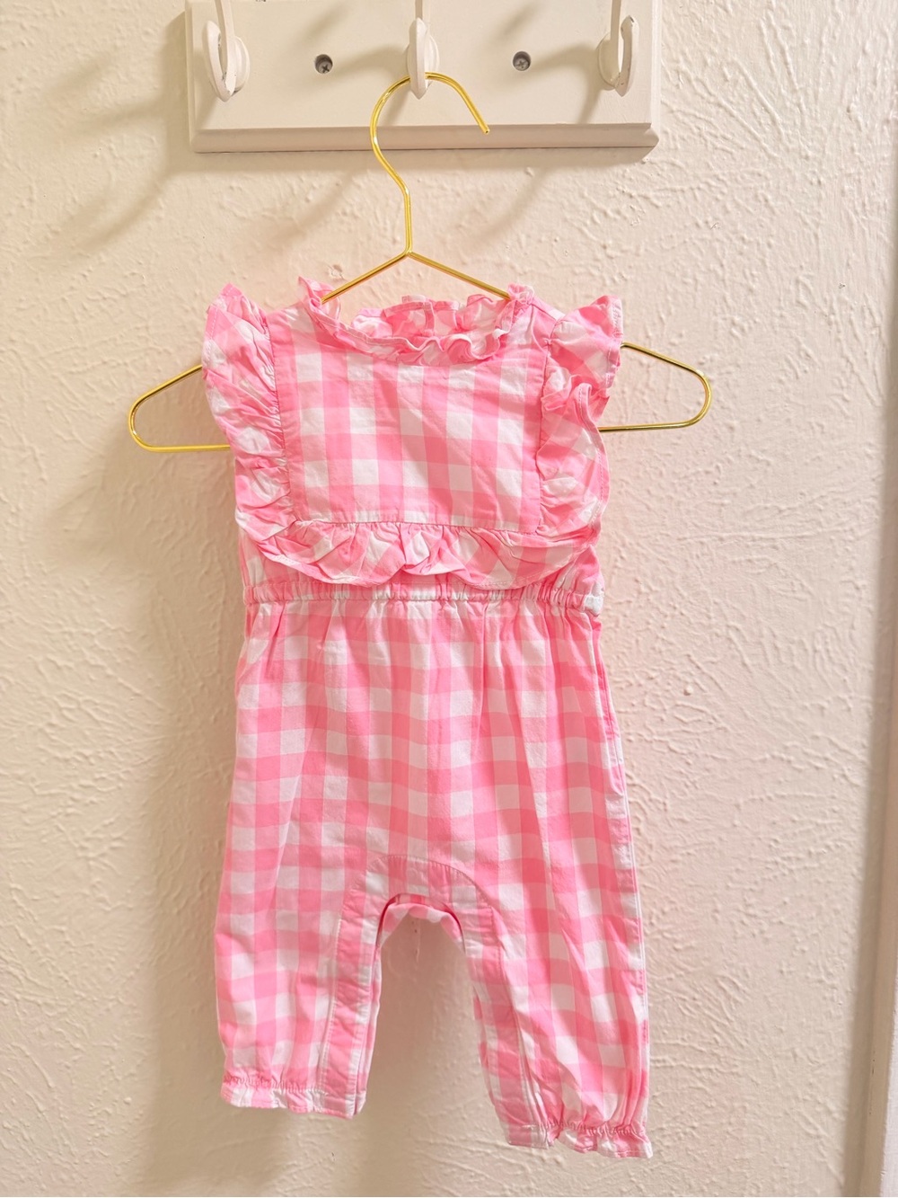 Janie and Jack Pink Gingham Ruffle Romper